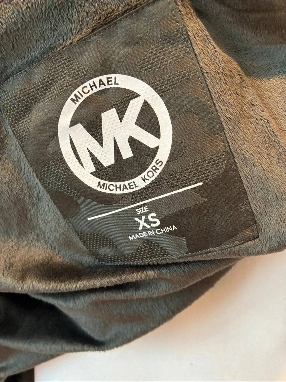 Michael Kors Olive Green Camo Hooded Utility Jacket